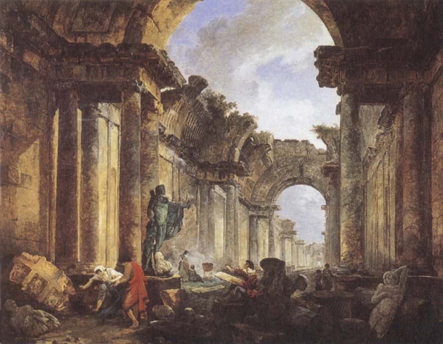 ROBERT, Hubert Imaginary View of the Grande Galerie in the Louvre in Ruins